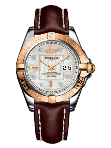 [C49350L2.A706.431X] Galactic 41 Stainless Steel / Rose Gold / Pearl Diamond / Calf