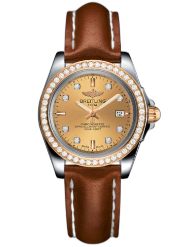 [C7133053/H550/406X/A14BA.1] Galactic 32 Sleek Edition Stainless Steel / Rose Gold / Diamond / Golden Sun Diamond / Calf