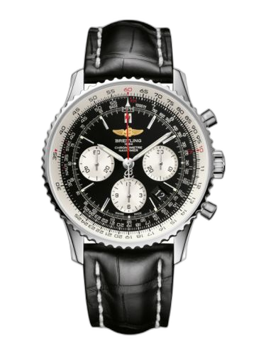 [AB012012/BB01/743P/A20BA.1] Navitimer 01 43 Stainless Steel / Black / Alligator / Pin