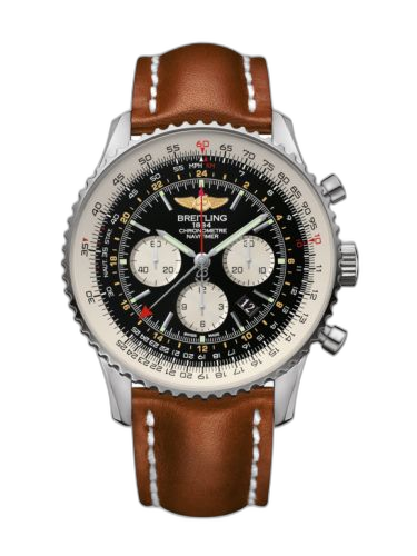 [AB044121.BD24.439X] Navitimer GMT Stainless Steel / Black / Calf / Pin