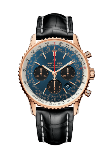 [RB0121211C1P1 (aka: RB012121.CA03.743P)] Navitimer 1 B01 Chronograph 43 Red Gold / Blue / Croco / Pin