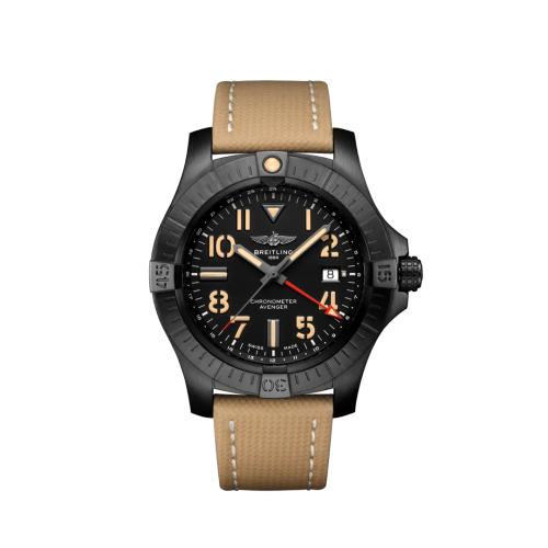 [V32395101B1X2] Avenger Automatic GMT 45 Night Mission / Black / Military / Folding