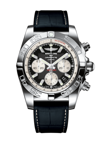 [AB011012/B967/296S/A20D.4] Chronomat 44 Stainless Steel / Onyx Black / Croco Rubber / Folding