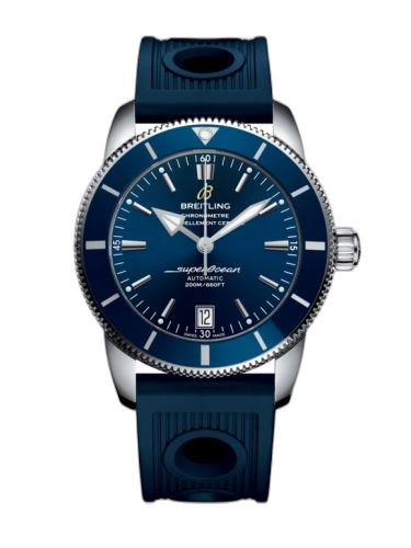 [AB201016/C960/211S/A20S.1] Superocean Heritage II 42 Stainless Steel / Blue / Blue / Rubber / Pin