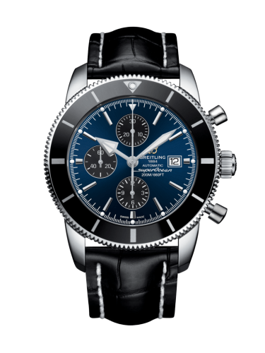 [A1331212/C968/761P/A20D.1] Superocean Heritage II 46 Chronograph Stainless Steel / Black / Blue / Croco / Folding
