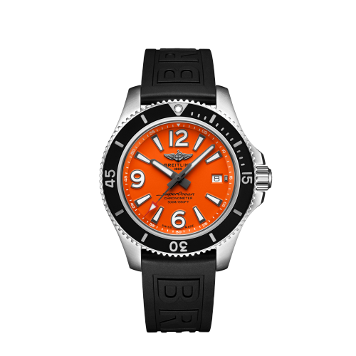 [A17366D71O1S1] Superocean 42 Stainless Steel / Orange / Rubber / Pin