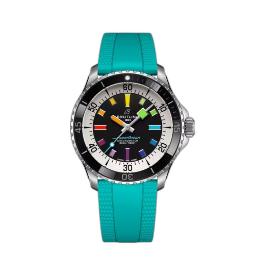 [A17375211B2S2] SuperOcean Automatic 42 Stainless Steel / Black - Rainbow / Rubber