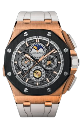 [26571RO.OO.A010CA.01] Royal Oak OffShore 26571 Grande Complication Pink Gold Ceramic / White