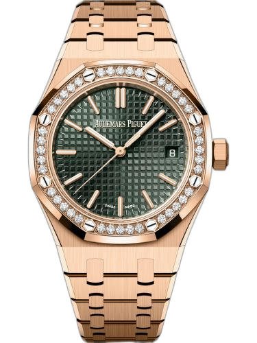 [15551OR.ZZ.1356OR.03] Royal Oak Selfwinding 37 Pink Gold - Diamond / Khaki Green / 50th Anniversary