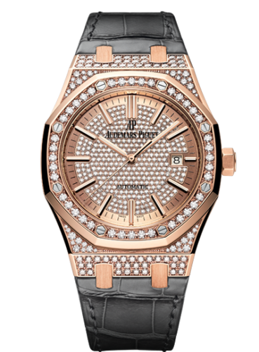 [15402OR.ZZ.D003CR.01] Royal Oak 15402 Pink Gold / Diamond