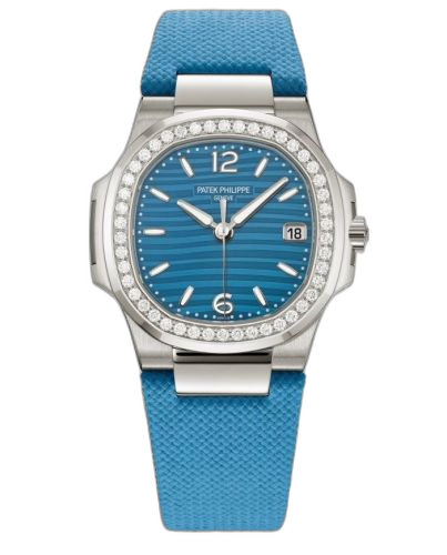 [7010G-013] Nautilus 7010 White Gold / Azure Blue / Strap