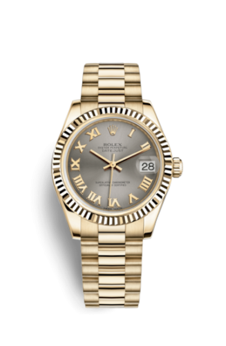 [178278-0130] Datejust 31 Yellow Gold Fluted / President / Steel Roman