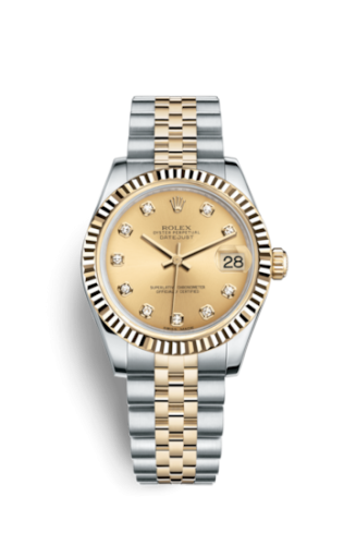 [178273-0002] Datejust 31 Rolesor Yellow Fluted / Jubilee / Champagne Diamond