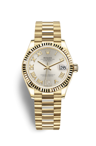 [278278-0028] Datejust 31 Yellow Gold / Fluted / Silver - Roman / President
