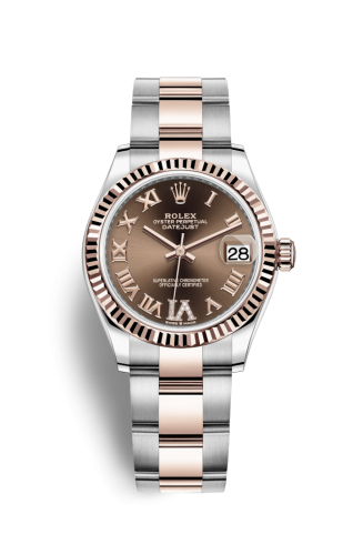 [278271-0003] Datejust 31 Stainless Steel/ Rose Gold / Fluted / Chocolate - Roman / Oyster