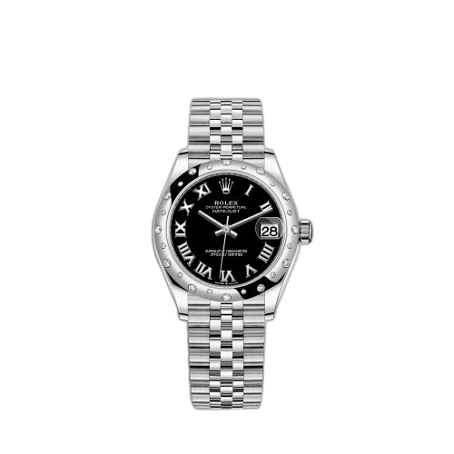 [278344rbr-0002] Datejust 31 Stainless Steel Domed Diamond / Jubilee / Black - Roman