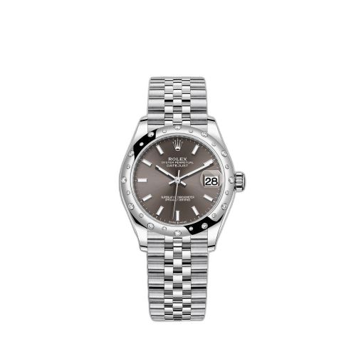 [278344rbr-0018] Datejust 31 Stainless Steel Domed Diamond / Jubilee / Grey