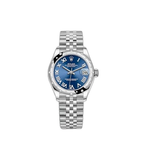 [278344RBR-0036] Datejust 31 Stainless Steel / Domed - Diamond / Blue - Roman / Jubilee