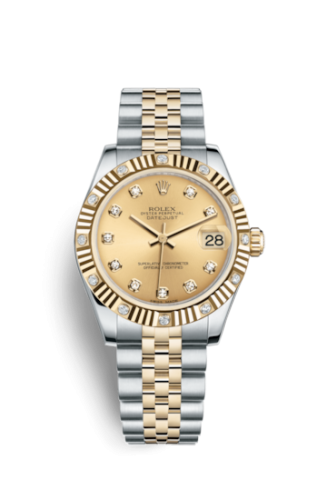 [178313-0029] Datejust 31 Rolesor Yellow Fluted Diamond / Jubilee / Champagne Diamond