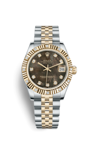 [178313-0066] Datejust 31 Rolesor Yellow Fluted Diamond / Jubilee / Black MOP