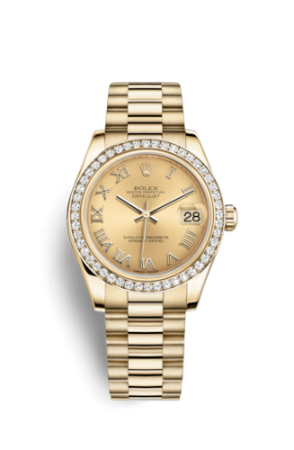 [178288-0051] Datejust 31 Yellow Gold Diamond / President / Champagne Roman