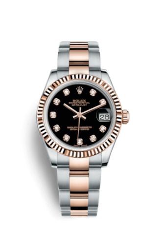 [178271-0049] Datejust 31 Rolesor Everose Fluted / Oyster / Black Diamond
