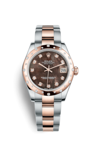 [178341-0034] Datejust 31 Rolesor Everose Domed Diamond / Oyster / Black MOP