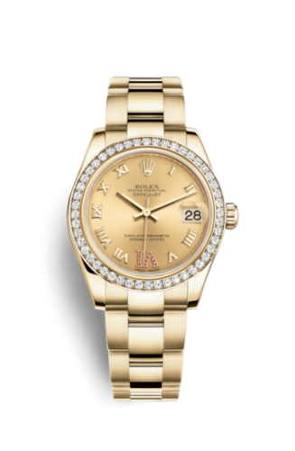 [178288-0065] Datejust 31 Yellow Gold Diamond / Oyster / Champagne Roman