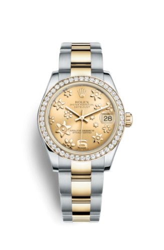 [178383-0018] Datejust 31 Rolesor Yellow Diamond / Oyster / Champagne Floral