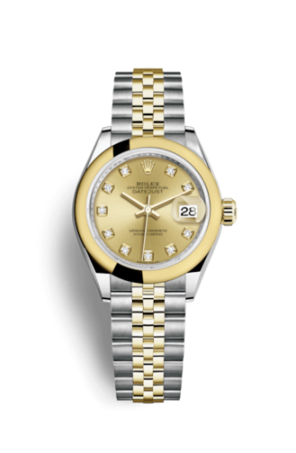 [279163-0011] Lady-Datejust 28 Rolesor Yellow Domed / Jubilee / Champagne Diamond