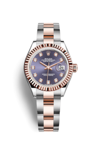 [279171-0016] Lady-Datejust 28 Rolesor Rose Fluted / Oyster / Aubergine Diamonds
