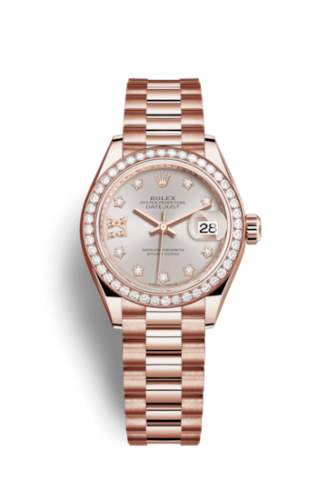 [279135rbr-0003] Lady-Datejust 28 Everose Diamond / President / Sundust Diamond