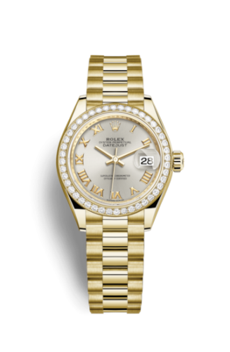 [279138rbr-0017] Lady-Datejust 28 Yellow Gold Diamond / President / Silver Roman