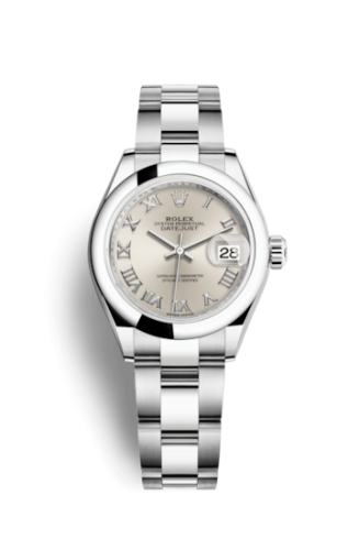 [279160-0008] Lady-Datejust 28 Stainless Steel Domed / Oyster / Silver Roman