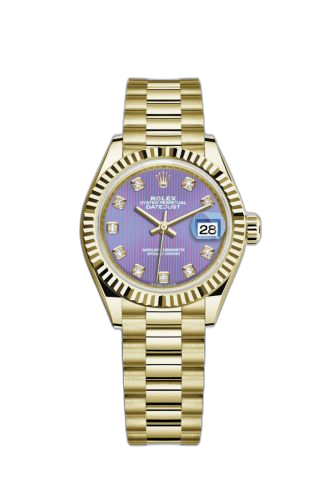 [279178-0018] Lady-Datejust 28 Yellow Gold Fluted / President / Lavender Diamond