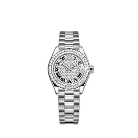 [279139RBR-0014] Lady-Datejust 28 White Gold - Diamond / President / Paved - Roman