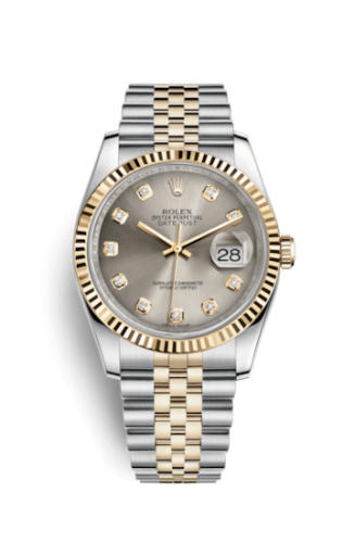 [116233-0205] Datejust 36 Rolesor Yellow Fluted / Jubilee / Steel Diamonds