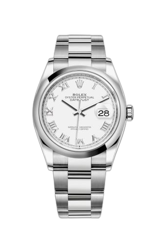 [126200-0008] Datejust 36 Stainless Steel / Domed / White Roman / Oyster