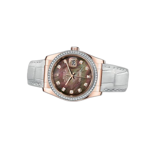 [116185-0004] Datejust 36 Everose Strap Black Mother of Pearl Diamonds