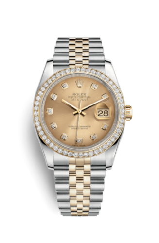 [116243-0005] Datejust 36 Rolesor Yellow Diamond / Jubilee / Champagne Diamond