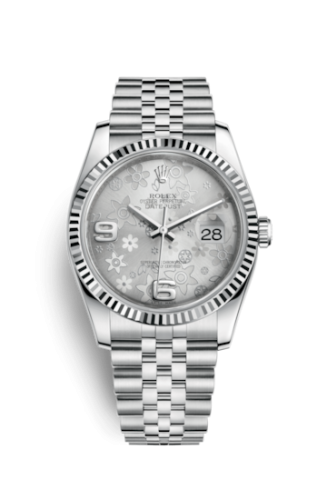 [116234-0118] Datejust 36 Stainless Steel Fluted / Jubilee / Silver Floral