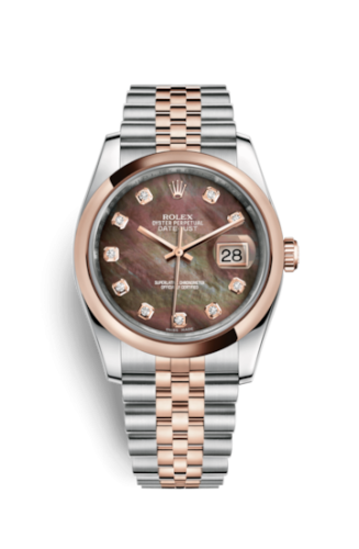 [116201-0098] Datejust 36 Rolesor Everose Domed / Jubilee / Black MOP