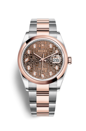 [126201-0026] Datejust 36 Stainless Steel / Everose / Smooth / Chocolate Computer / Oyster