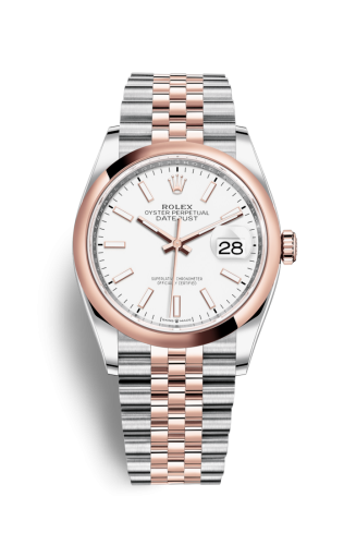 [126201-0017] Datejust 36 Stainless Steel / Everose / Smooth / White / Jubilee