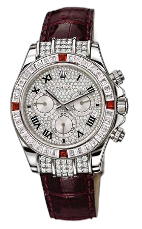 [1165994ru-0001] Daytona White Gold Diamond Ruby Strap
