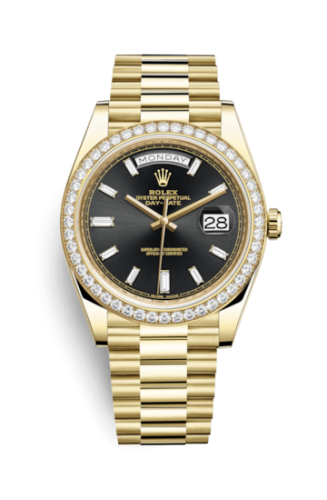 [228348RBR-0001 (aka: M228348RBR-0001)] Day-Date 40 Yellow Gold / Diamond / Black - Baguette