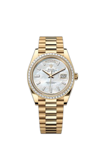 [228398TBR-0043 (aka: m228398tbr-0043)] Day-Date 40 Yellow Gold - Baguette / MOP - Baguette