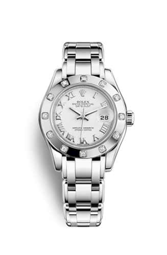 [80319-0040] Datejust Pearlmaster 29 White Gold 12 Diamond White Roman