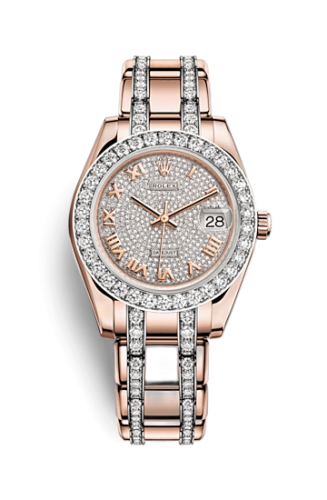 [81285-0013] Datejust Pearlmaster 34 Everose Diamond Paved Roman