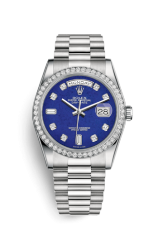 [118346-0086] Day-Date 36 Platinum Diamonds / President / Lapis Diamonds